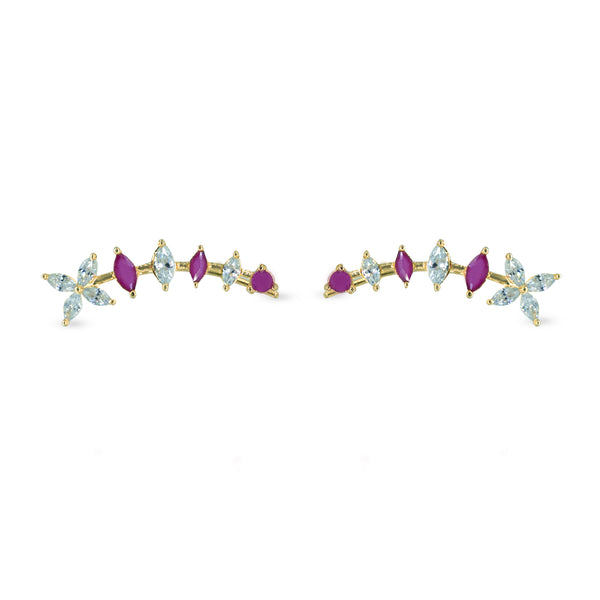 Dual-Tone Leaf Blossom Ear Cuff / Bluetooth Earring – Gold Plated 925 Sterling Silver