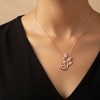 CZ Botanical Leaf Spiral Pendant Necklace | Pure 925 Silver Rose Gold Finish BIS Hallmarked | Tavshan