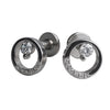 925 Sterling Silver Circle Stud Earrings with Central Zircon & Pavé Detailing