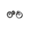 925 Sterling Silver Circle Stud Earrings with Central Zircon & Pavé Detailing