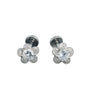 925 Sterling Silver Flower Stud Earrings with Zircon Center Stone