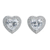 925 Sterling Silver Heart-Shaped CZ Halo Stud Earrings