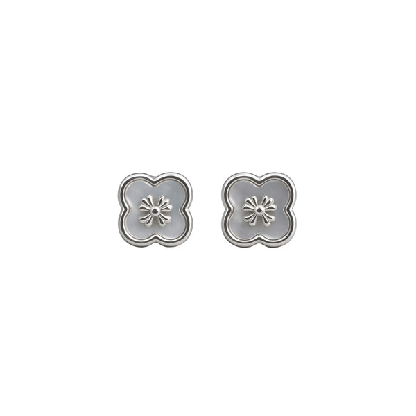 925 Sterling Silver Floral Mother-of-Pearl Stud Earrings