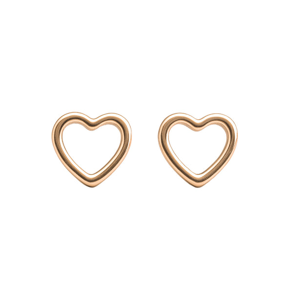 925 Sterling Silver Open Heart Rose Gold Stud Earrings