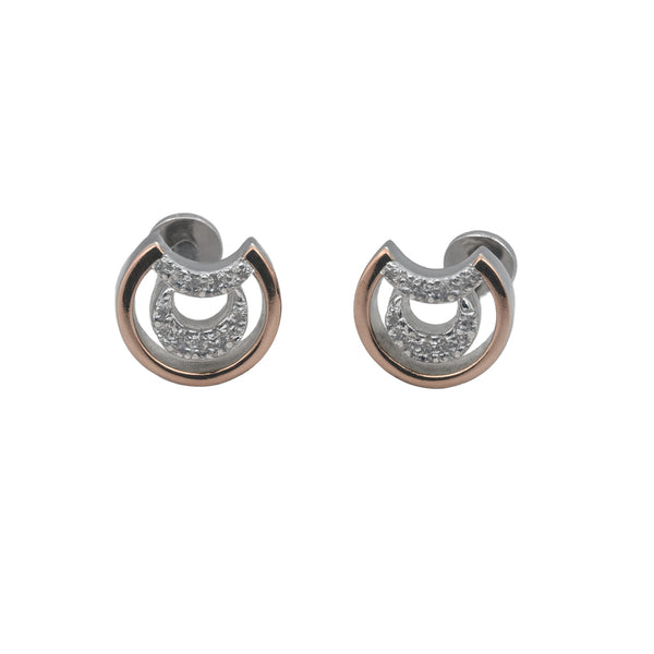 925 Sterling Silver Blue & White CZ Geometric Stud Earrings