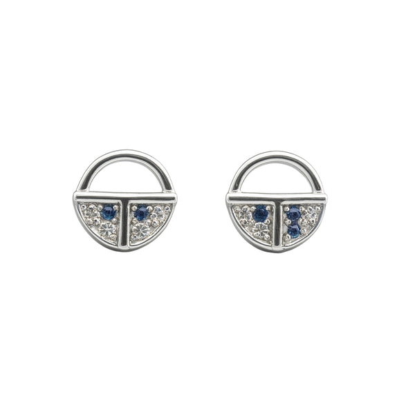 925 Sterling Silver Half-Moon CZ Stud Earrings
