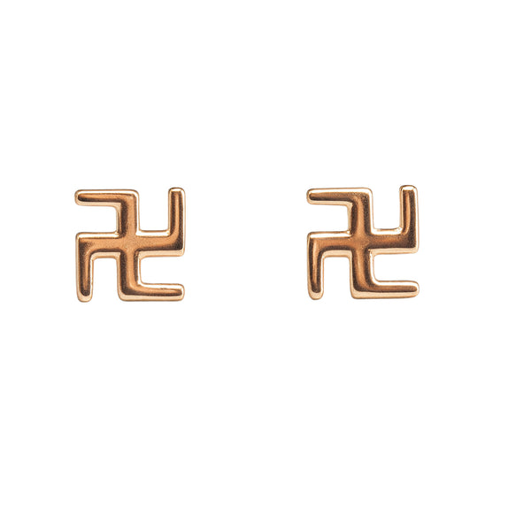 925 Sterling Silver Swastik Stud Earrings
