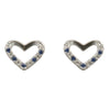 925 Sterling Silver Blue & White CZ Heart Stud Earrings