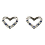 925 Sterling Silver Blue & White CZ Heart Stud Earrings