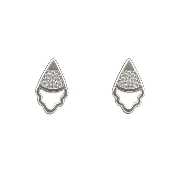 925 Sterling Silver Drop-Shaped CZ Stud Earrings