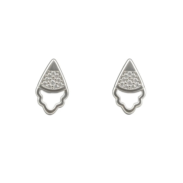 925 Sterling Silver Drop-Shaped CZ Stud Earrings Tavshan