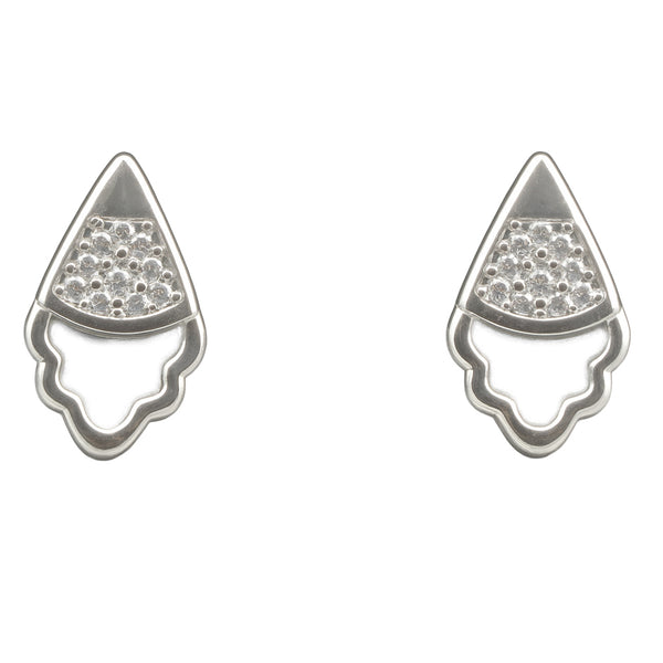 925 Sterling Silver Drop-Shaped CZ Stud Earrings