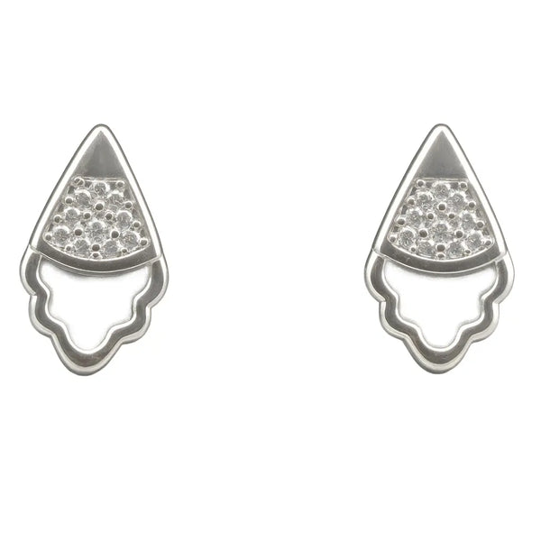 925 Sterling Silver Drop-Shaped CZ Stud Earrings Tavshan