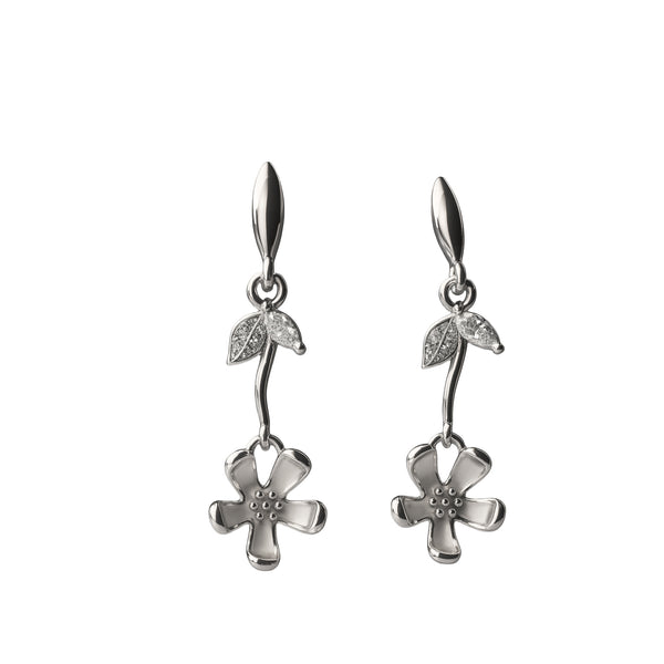 925 Sterling Silver Floral Dangling Earrings