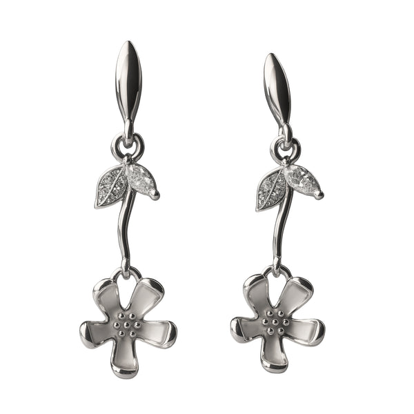 925 Sterling Silver Floral Dangling Earrings