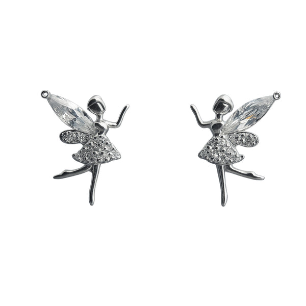 925 Sterling Silver Fairy Stud Earrings