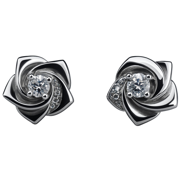 925 Sterling Silver Rose CZ Stud Earrings