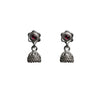 925 Sterling Silver Red Stone Jhumka Earrings
