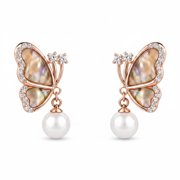 Butterfly Pearl Stud – Full Wings Hero