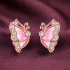 Pure 925 Silver Pink MOP Butterfly Studs | Pure 925 Silver Rose Gold Finish BIS Hallmarked | Tavshan