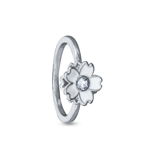 White Blossom Ring – Rhodium Plated 925 Sterling Silver