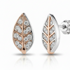 CZ Leaf Stud Earrings - Low Angle
