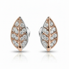 CZ Leaf Stud Earrings - Side Angle