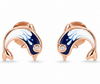 Dolphin Enamel Stud Earrings | Pure 925 Silver Rose Gold Finish BIS Hallmarked | Tavshan