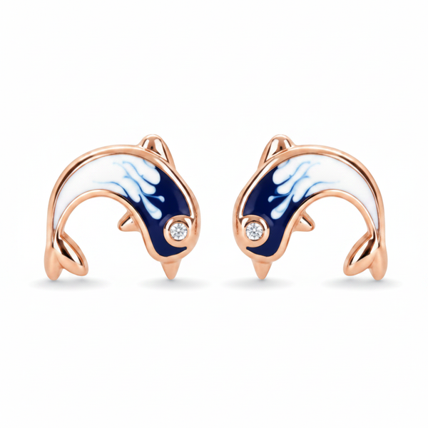 Dolphin Earrings Flat Lay