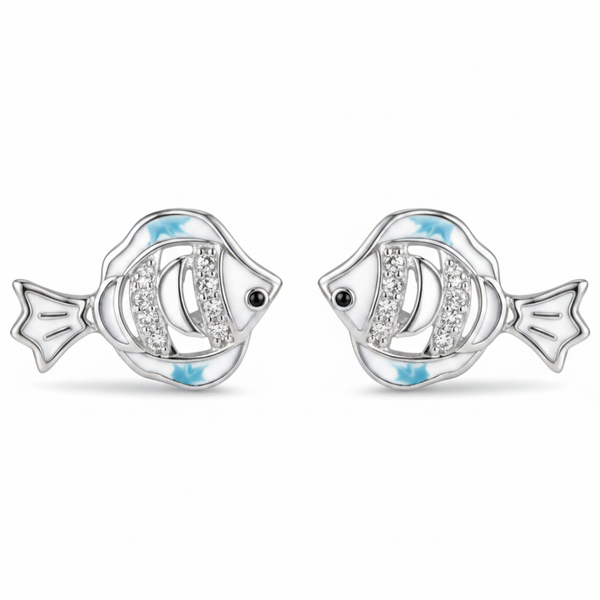 Fish Enamel CZ Stud Earrings – Studio