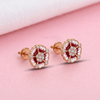 Floral Enamel Stud Earrings | Pure 925 Silver Rose Gold Finish BIS Hallmarked | Tavshan