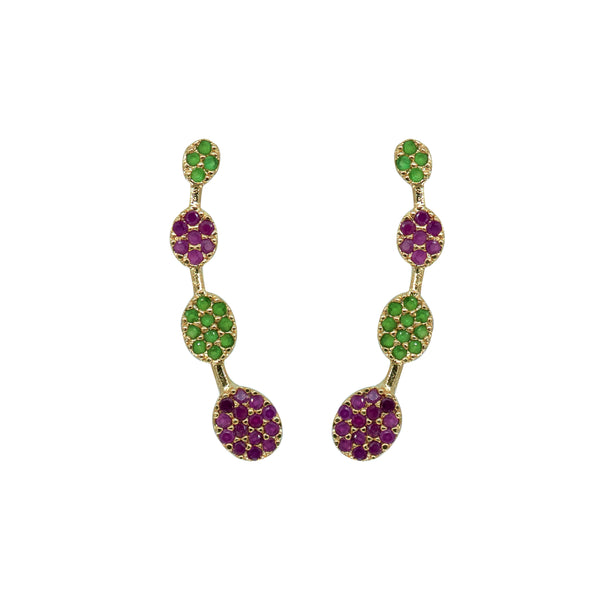 Dual Tone CZ Circle Ear Cuff / Bluetooth Earring – Gold Plated 925 Sterling Silver