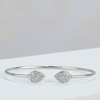 925 Sterling Silver Twin Teardrop CZ Open Bangle Bracelet
