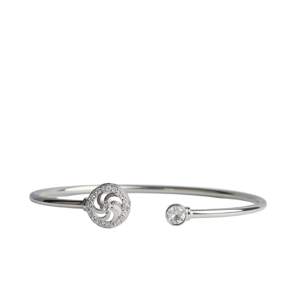 925 Sterling Silver Spiral CZ Open Bangle Bracelet