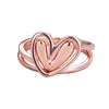 925 Sterling Silver Rose Gold Heart Ring – Single or Stackable Double Band Love Ring
