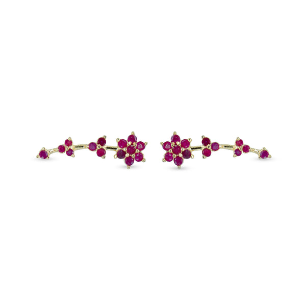 Pink Floral CZ Ear Cuff / Bluetooth Earring – Gold Plated 925 Sterling Silver