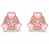 Pink heart cluster stud earrings with rose gold setting and CZ accents