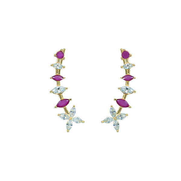 Dual-Tone Leaf Blossom Ear Cuff / Bluetooth Earring – Gold Plated 925 Sterling Silver