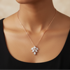 Marquise CZ Leaf Cluster Pendant Necklace | Pure 925 Silver Rose Gold Finish BIS Hallmarked | Tavshan