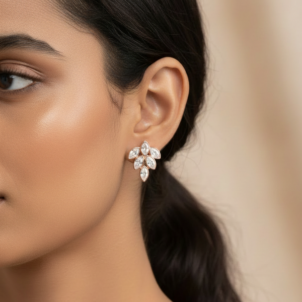Marquise Leaf Stud – Model Ear Shot