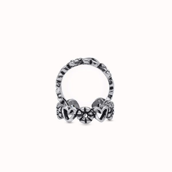 Oxidized Heart & Floral Toe Ring – 925 Sterling Silver Antique Finish