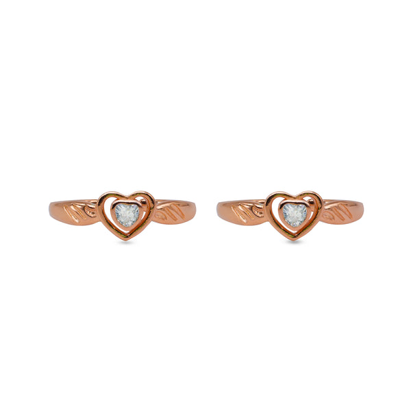 Rose Heart CZ Toe Ring – Rose Gold Plated 925 Sterling Silver