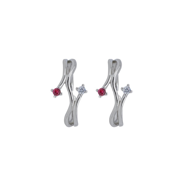 Dual Spark Ruby & CZ Toe Ring – Rhodium Plated 925 Sterling Silver