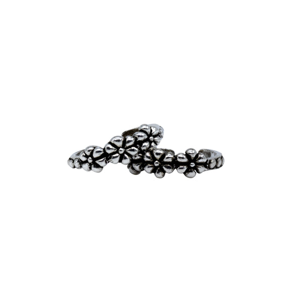 Oxidized Petal Band Toe Ring – 925 Sterling Silver Antique Finish