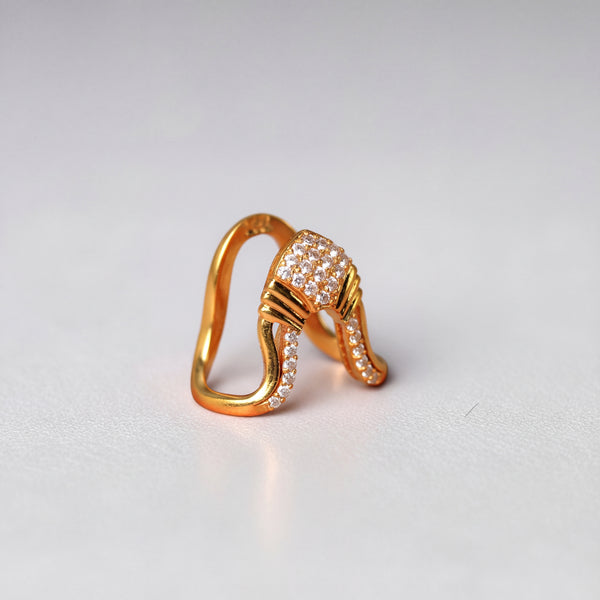 925 Silver Gold-Plated Vanki Ring for Women | CZ Stone Traditional South Indian Jewellery