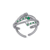 Emerald Spark CZ Adjustable Toe Ring – Rhodium Plated 925 Sterling Silver