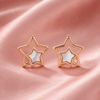 MOP Double Star Earrings | Pure 925 Silver Rose Gold Finish BIS Hallmarked | Tavshan