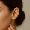 Dual Tone Green & White Stone Ear Cuff / Bluetooth Earring – Gold Plated 925 Sterling Silver