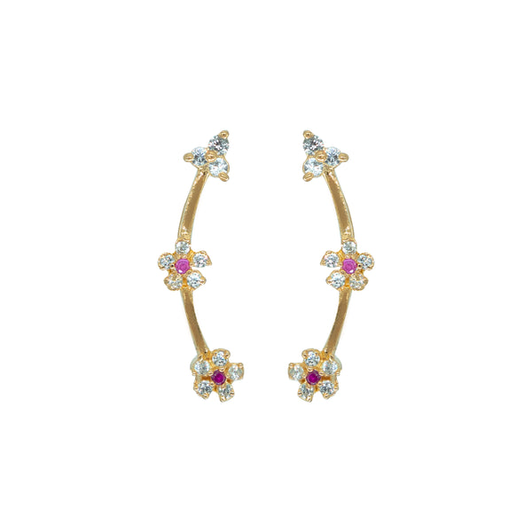 CZ Floral Bloom Ear Cuff / Bluetooth Earring – Gold Plated 925 Sterling Silver