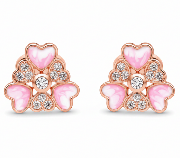 Top-Down Angle - Pink Heart Cluster Earrings
